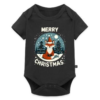 Merry Christmas Fox Christmas Winter Snow - Baby Premium short-sleeve bodysuit - black - Front