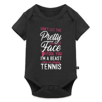 Funny Tennis Player Racket Girl - Baby Premium short-sleeve bodysuit - black - Front