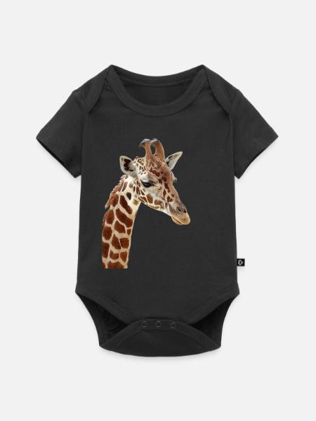 Giraffe - Baby Premium Kurzarmbody - Schwarz