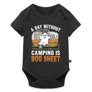 A Day Without Camping Is Boo Sheet Ghost Halloween - Baby Premium Kurzarmbody - Schwarz - Vorne