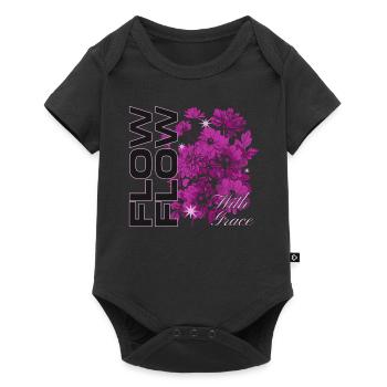 Flow with Grace Floral Art Design - Baby Premium short-sleeve bodysuit - black - Front