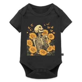 Fleurs squelettes - Body à manches courtes Premium Bébé - noir - Devant