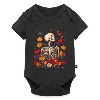 Fleurs squelettes - Body à manches courtes Premium Bébé - noir - Devant
