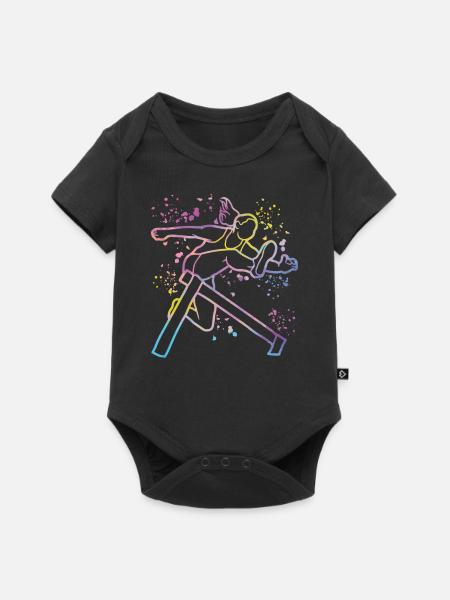 Hürdenlauf Hindernislauf Kinder Hürdenlauf - Baby Premium Kurzarmbody - Schwarz
