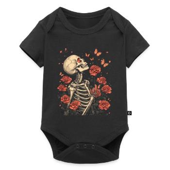Skeleton Flowers - Baby Premium short-sleeve bodysuit - black - Front