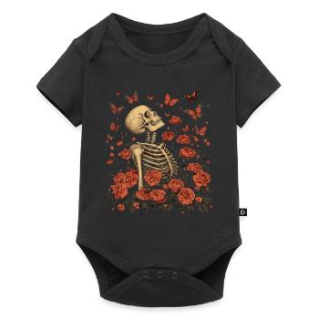 Fleurs squelettes - Body à manches courtes Premium Bébé - noir - Devant