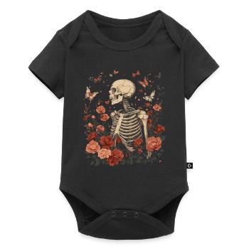 Skeleton Flowers - Baby Premium short-sleeve bodysuit - black - Front