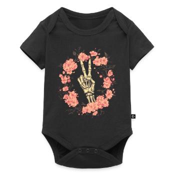 Signe de paix de la main squelette - Body à manches courtes Premium Bébé - noir - Devant