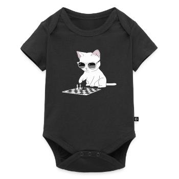 Cat with sunglasses playing chess - Baby Premium short-sleeve bodysuit - black - Front