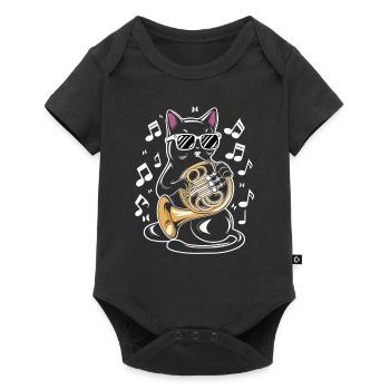 Cat With Sunglasses Playing Horn - Cat Wearing - Baby Premium short-sleeve bodysuit - black - Front