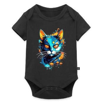 Chat de l’espace coloré - Body à manches courtes Premium Bébé - noir - Devant