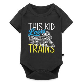 This Kid Loves Trains Railroad - Baby Premium short-sleeve bodysuit - black - Front