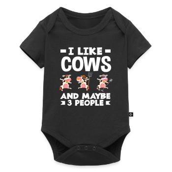 I like cows and maybe three people - Baby Premium short-sleeve bodysuit - black - Front