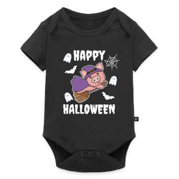 Cochon Happy Halloween Sorcière Enfants Sorcières Costume - Body à manches courtes Premium Bébé - noir - Devant