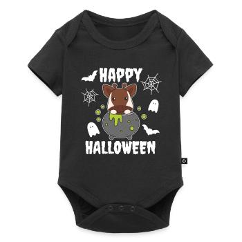 Okapi Happy Halloween Witch's Cauldron Bat - Baby Premium short-sleeve bodysuit - black - Front