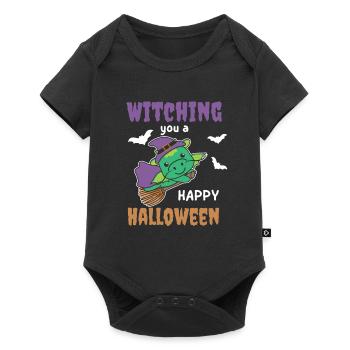 Drache Hexe Witching you a Happy Halloween - Baby Premium Kurzarmbody - Schwarz - Vorne