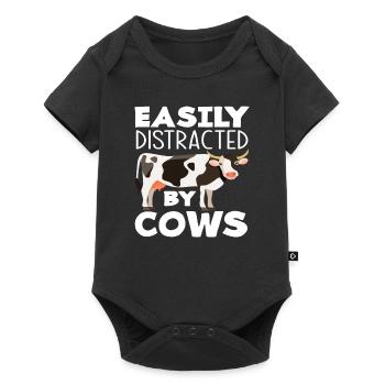 Easily distracted by cows - Baby Premium short-sleeve bodysuit - black - Front