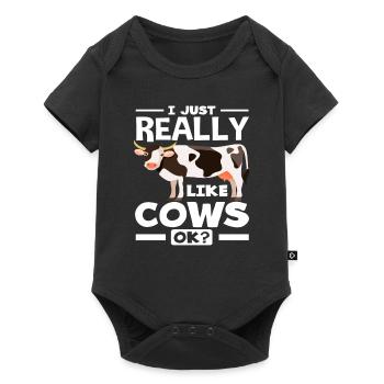 J’aime beaucoup les vaches ok fan de vache - Body à manches courtes Premium Bébé - noir - Devant