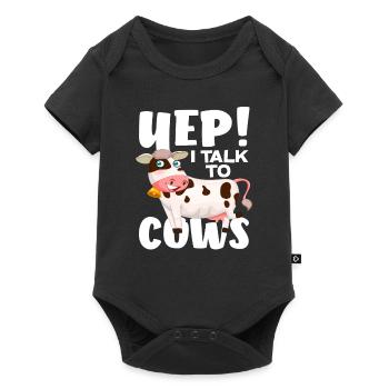 Yep! I talk to cows funny cow - Baby Premium short-sleeve bodysuit - black - Front