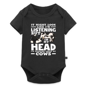 I think of my cow listening - Baby Premium short-sleeve bodysuit - black - Front