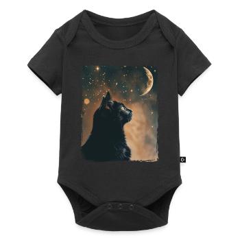 Black Cat Animal Stars Full Moon Night Starry Sky - Baby Premium short-sleeve bodysuit - black - Front