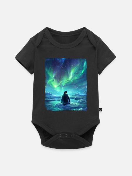 Nordlichter Tier Aurora Borealis Pinguin - Baby Premium Kurzarmbody - Schwarz