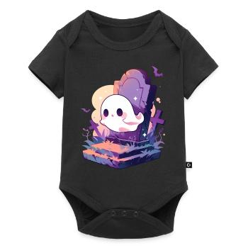 Halloween | Cute ghost spitting in cemetery - Baby Premium short-sleeve bodysuit - black - Front
