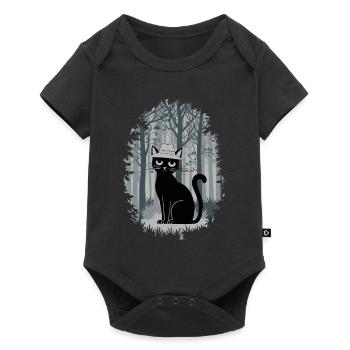 Cottagecore Cat in the Woods with Hat - Baby Premium short-sleeve bodysuit - black - Front