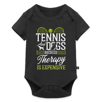 Funny Tennis Player Racket Dog - Baby Premium short-sleeve bodysuit - black - Front