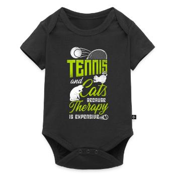 Drôle de joueur de tennis raquette chat - Body à manches courtes Premium Bébé - noir - Devant