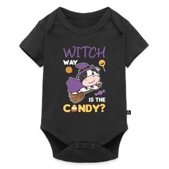Vache Sorcières Manière Sorcière est le bonbon Joyeux Halloween - Body à manches courtes Premium Bébé - noir - Devant