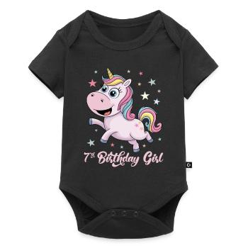 Licorne drôle 7e anniversaire fille - Body à manches courtes Premium Bébé - noir - Devant