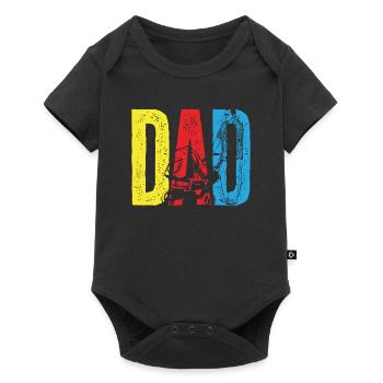Lettrage papa coloré avec motif poussette - Body à manches courtes Premium Bébé - noir - Devant