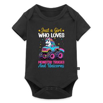 Monster Truck Einhorn Geburtstagsfeier Mädchen - Baby Premium Kurzarmbody - Schwarz - Vorne