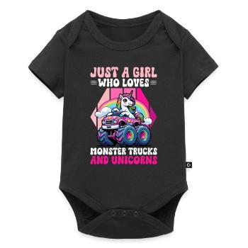 Monster Truck Einhorn Geburtstagsfeier Mädchen - Baby Premium Kurzarmbody - Schwarz - Vorne