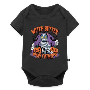 Halloween Cat Forget Candy Give Me A Cat - Baby Premium Kurzarmbody - Schwarz - Vorne