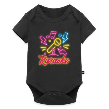 Karaoke Microphone Musical Notes Flash - Baby Premium short-sleeve bodysuit - black - Front