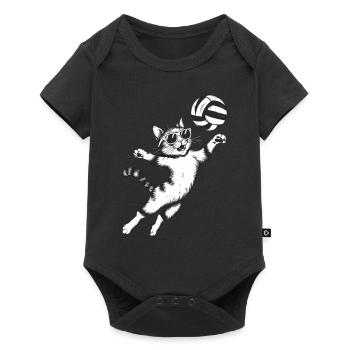 Cat in sunglasses playing volleyball - Baby Premium short-sleeve bodysuit - black - Front