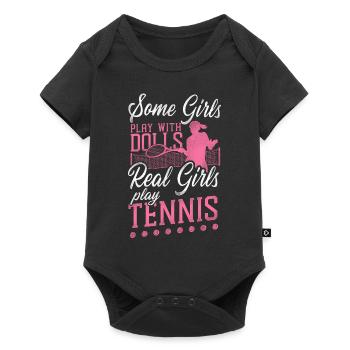 Drôle de joueur de tennis raquette fille - Body à manches courtes Premium Bébé - noir - Devant