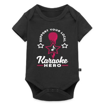 Soutenez votre héros local du karaoké - Body à manches courtes Premium Bébé - noir - Devant