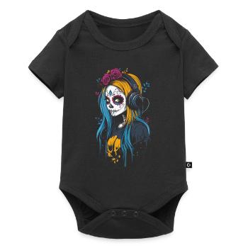 Catrina moderne avec casque Dia de los Muertos - Body à manches courtes Premium Bébé - noir - Devant