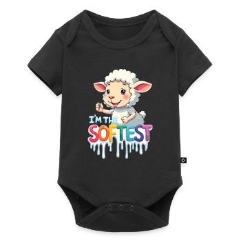 Niedliches Schaf Ich bin das weichste - Baby Premium Kurzarmbody - Schwarz - Vorne
