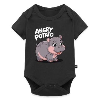 Moo Deng Funny Hippopotamus 'Angry Potato' - Baby Premium short-sleeve bodysuit - black - Front