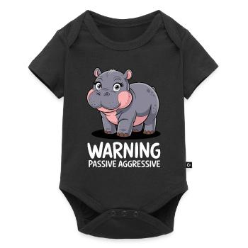 Moo Deng Warnung Passiv Aggressiv Nilpferd - Baby Premium Kurzarmbody - Schwarz - Vorne