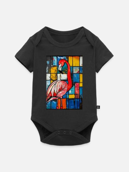 Flamingo - Baby Premium Kurzarmbody - Schwarz
