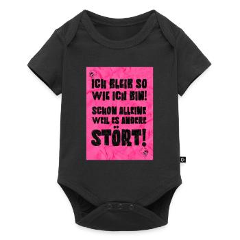 Witziges "Ich bleib so wie ich bin" Design - Baby Premium Kurzarmbody - Schwarz - Vorne