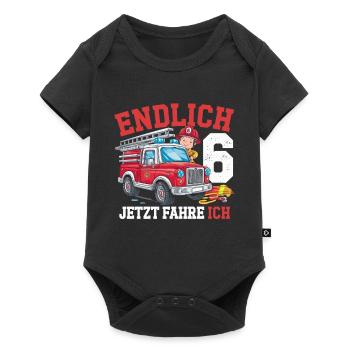 Endlich 6 Jetzt Fahre Ich Feuerwehr - Baby Premium Kurzarmbody - Schwarz - Vorne