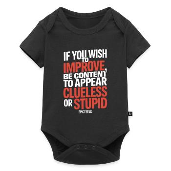 Epictetus quote "If you wish to improve be ..." - Baby Premium short-sleeve bodysuit - black - Front