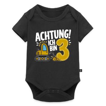 3ème anniversaire garçon 3 ans chantier de construction d’excavatrice - Body à manches courtes Premium Bébé - noir - Devant