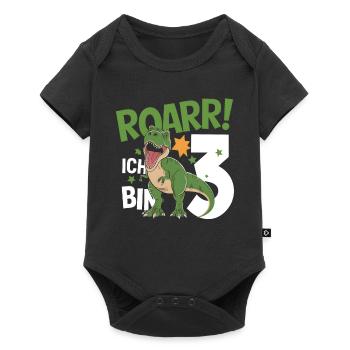 3ème anniversaire 3 ans Dino Dinosaur Fan - Body à manches courtes Premium Bébé - noir - Devant